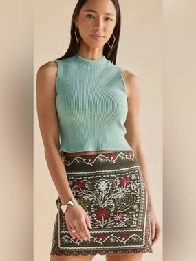 Francesca’s Embroidered Mini Skirt Size XS